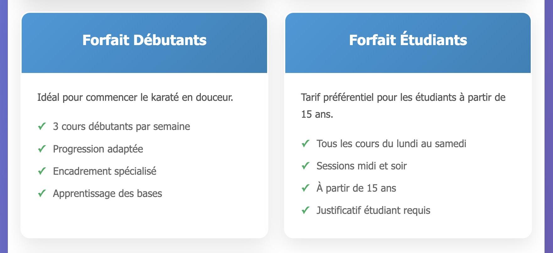Tarifs - club de karaté paris MAK